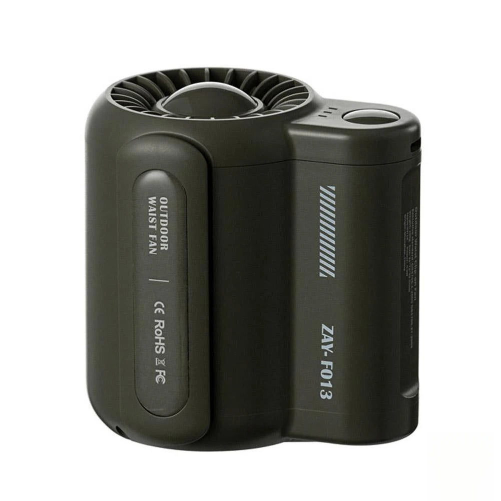 Outdoor waist hanging fan, 3-speed strong wind handheld, portable USB belt clip neck fan, suitable for outdoor travel